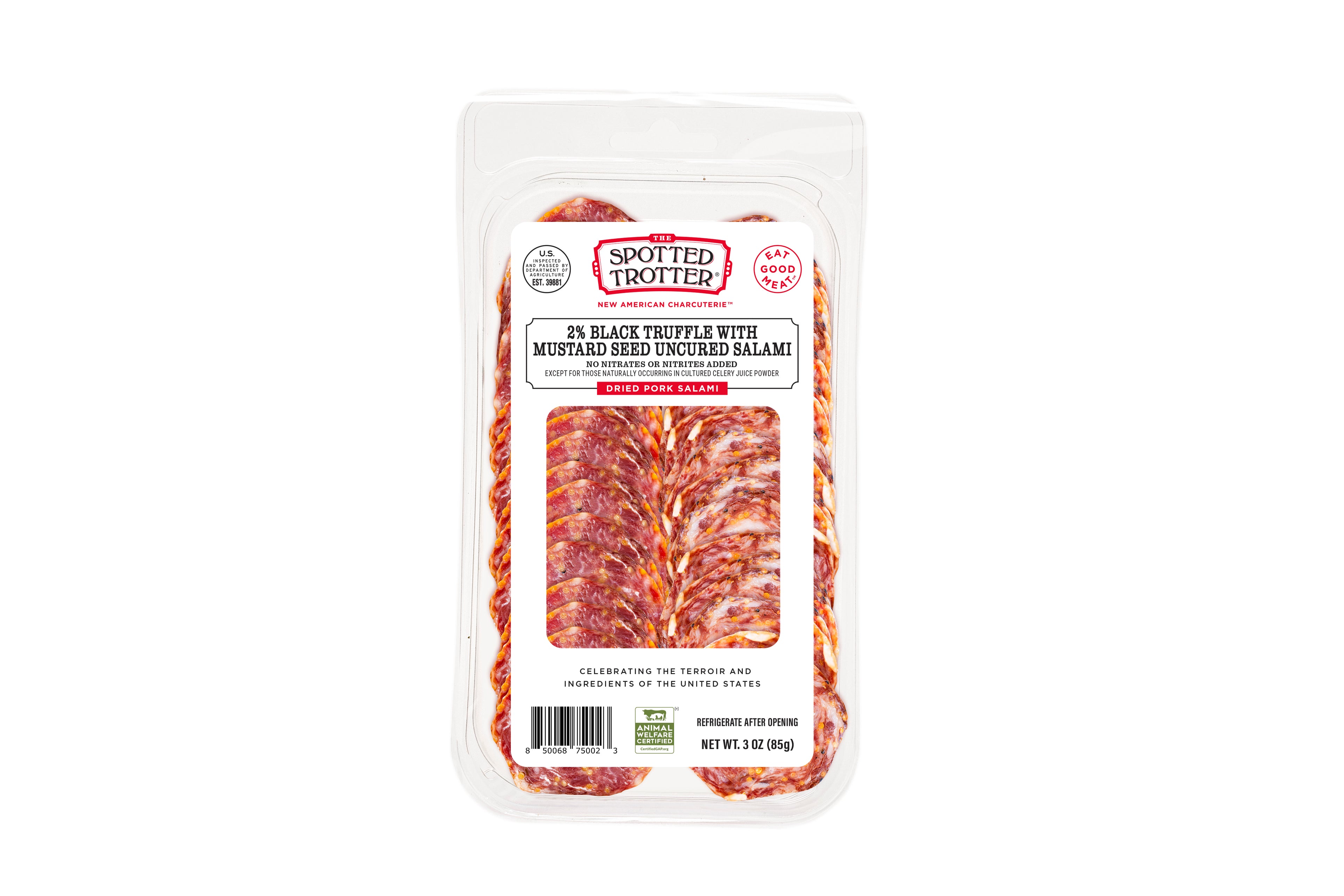Uncured Salami 2% Black Truffle With Mustard Seed