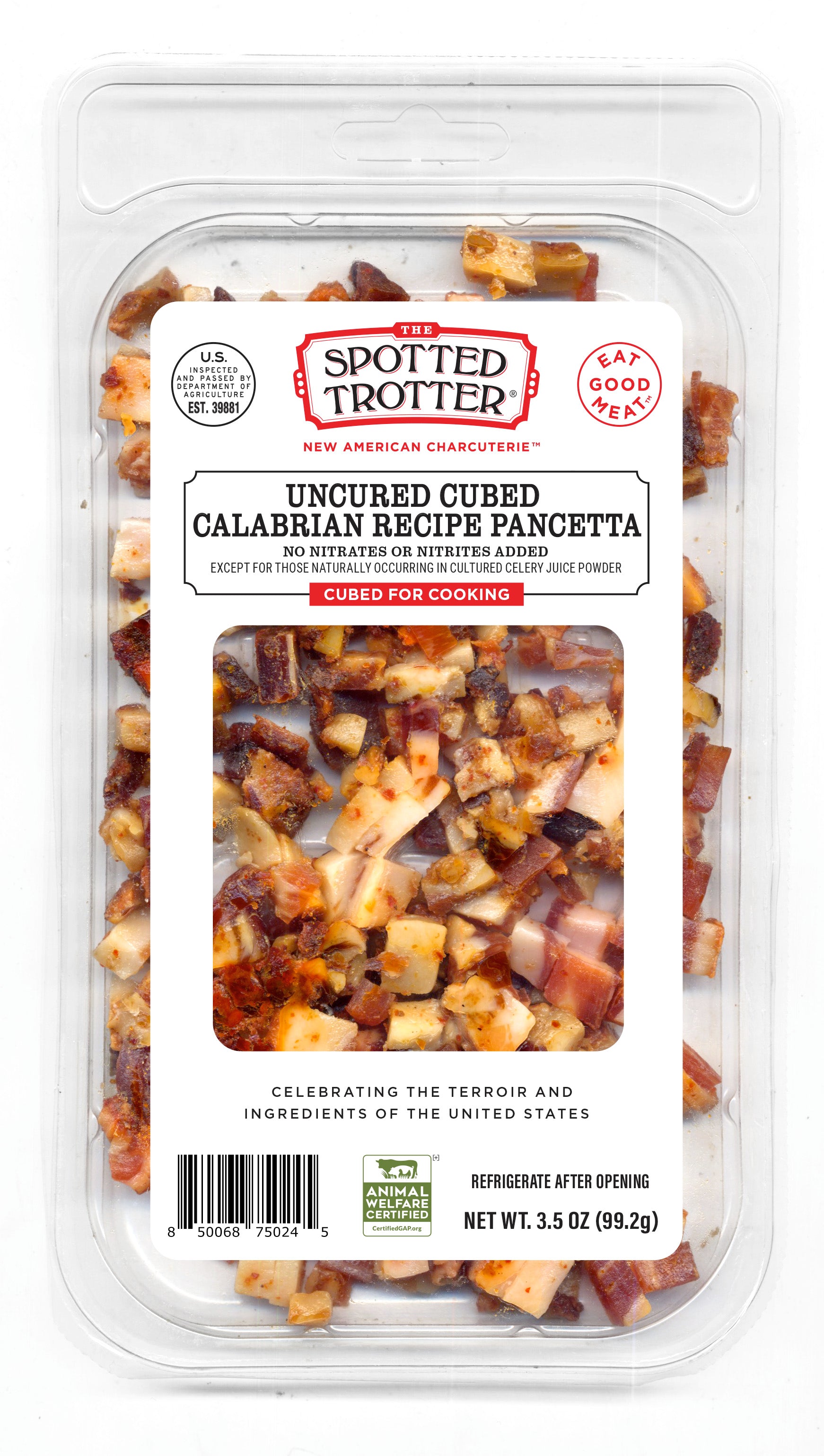 Uncured Cubed/Sliced Calabrian Recipe Pancetta